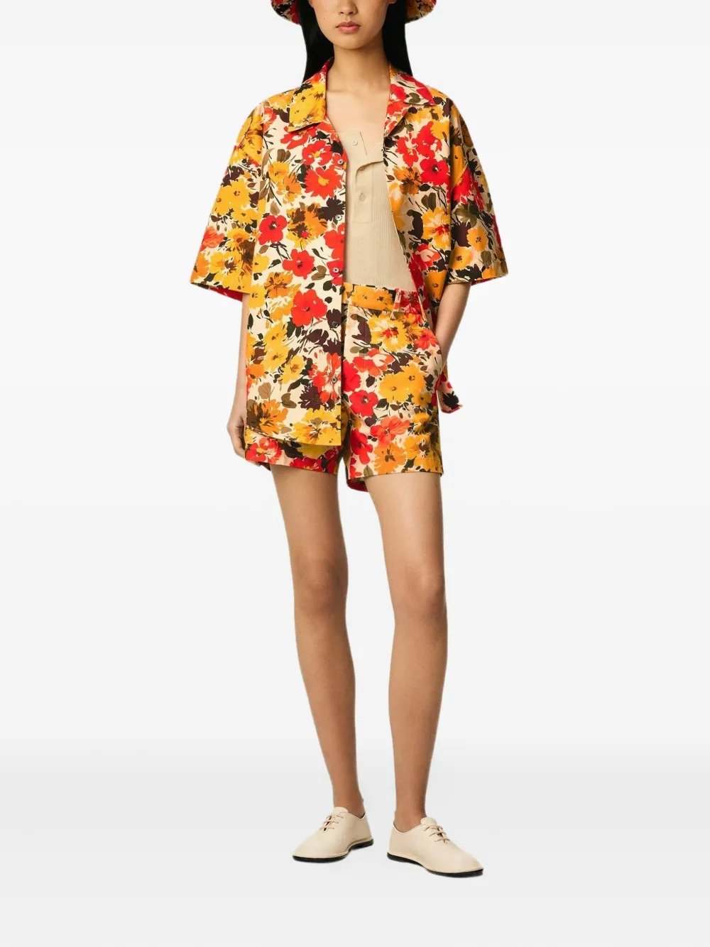 AMI Paris Katoenen shorts met bloemenprint Groen
