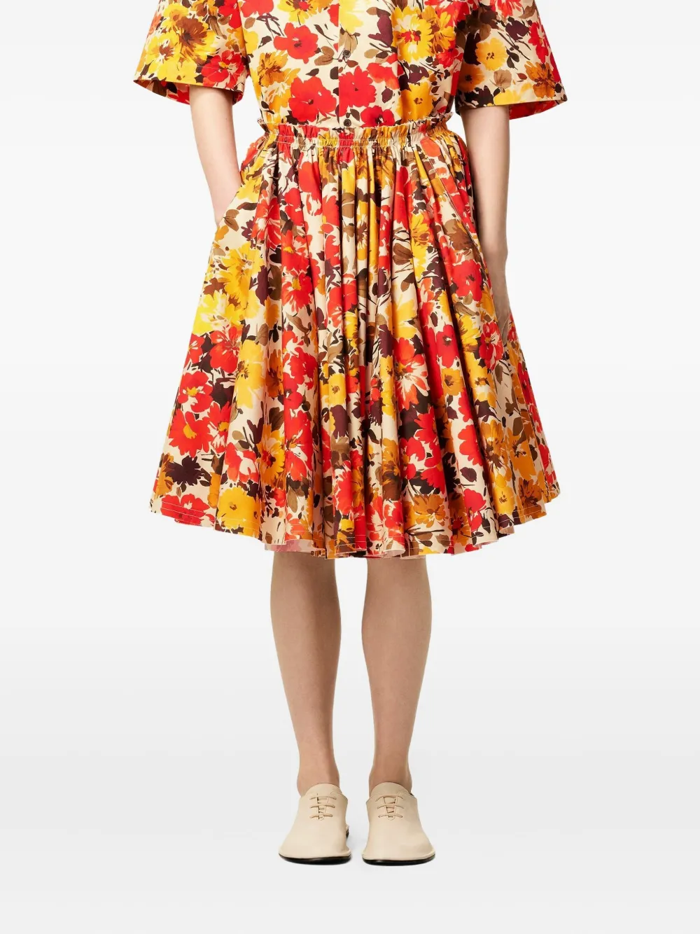 AMI Paris Katoenen midi-rok met bloemenprint Groen