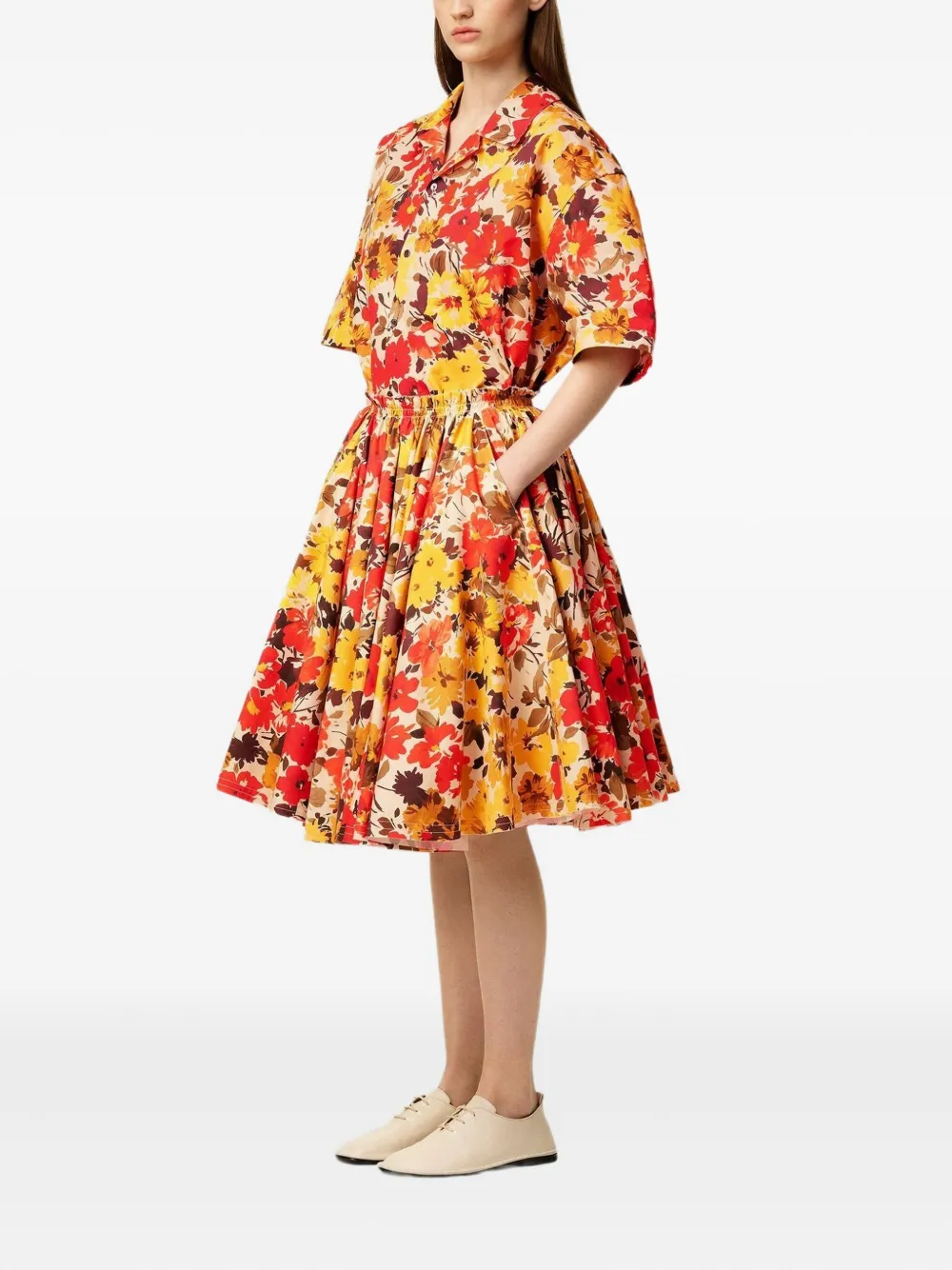 AMI Paris Katoenen midi-rok met bloemenprint Groen