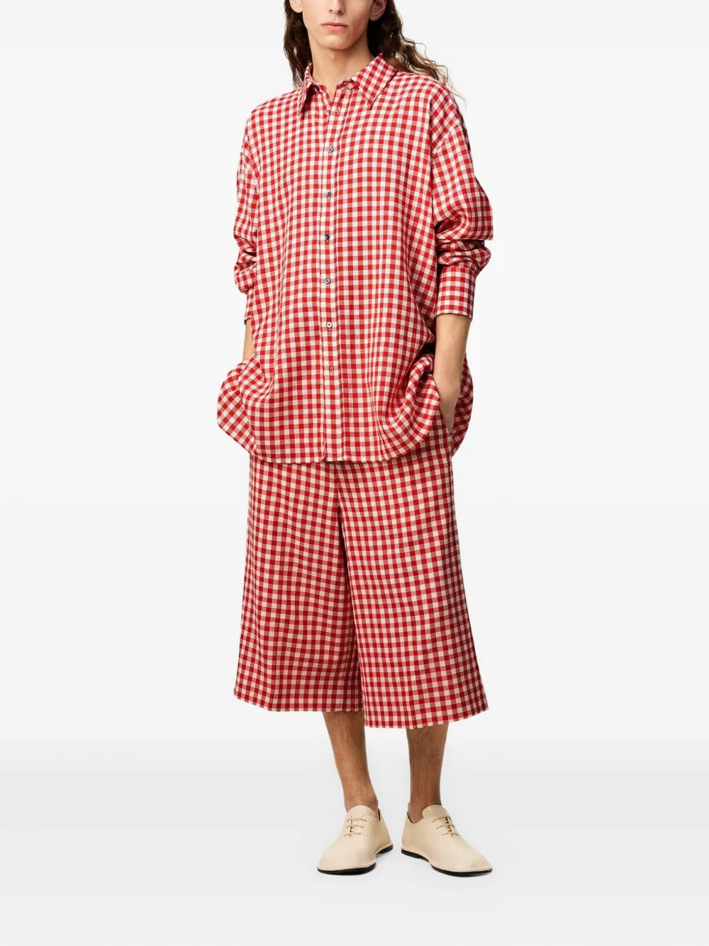 Shop Ami Alexandre Mattiussi Plaid Wool Shirt In Red