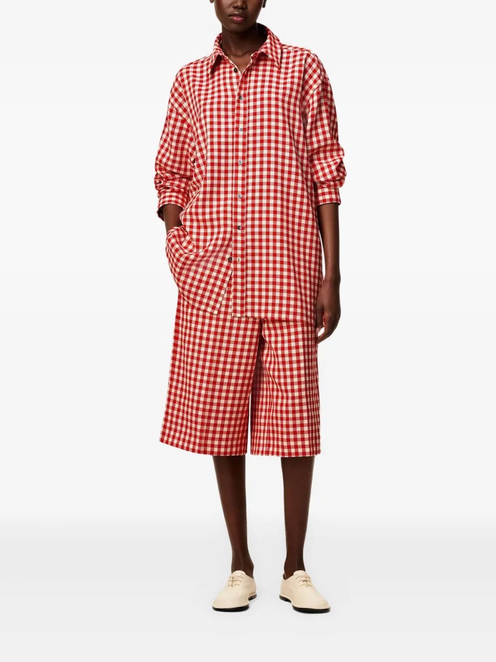 Shop Ami Alexandre Mattiussi Plaid Wool Shirt In Red
