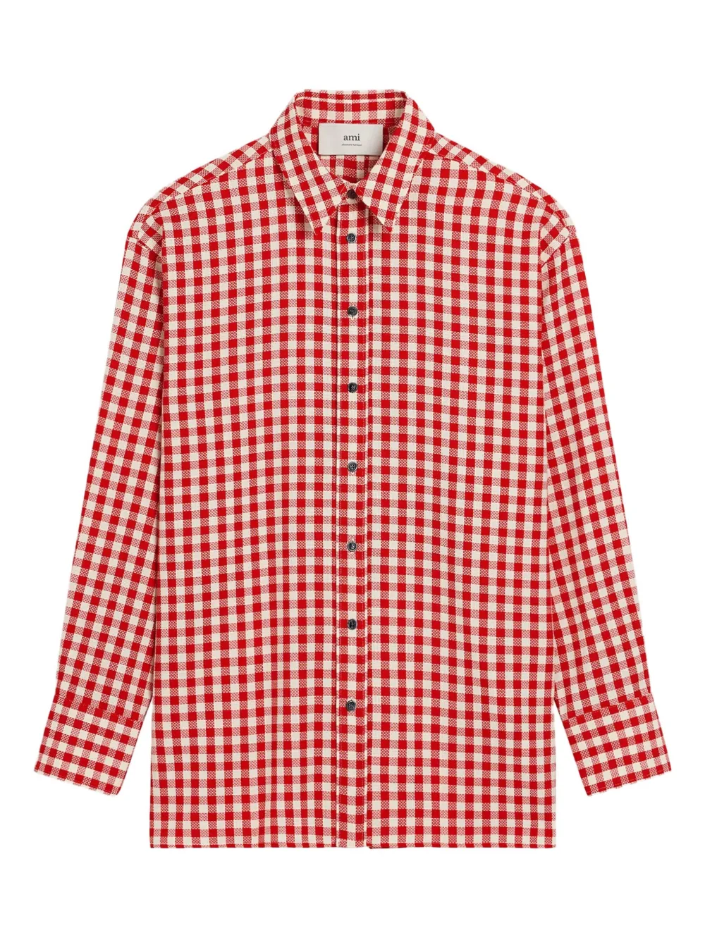 Shop Ami Alexandre Mattiussi Plaid Wool Shirt In Red