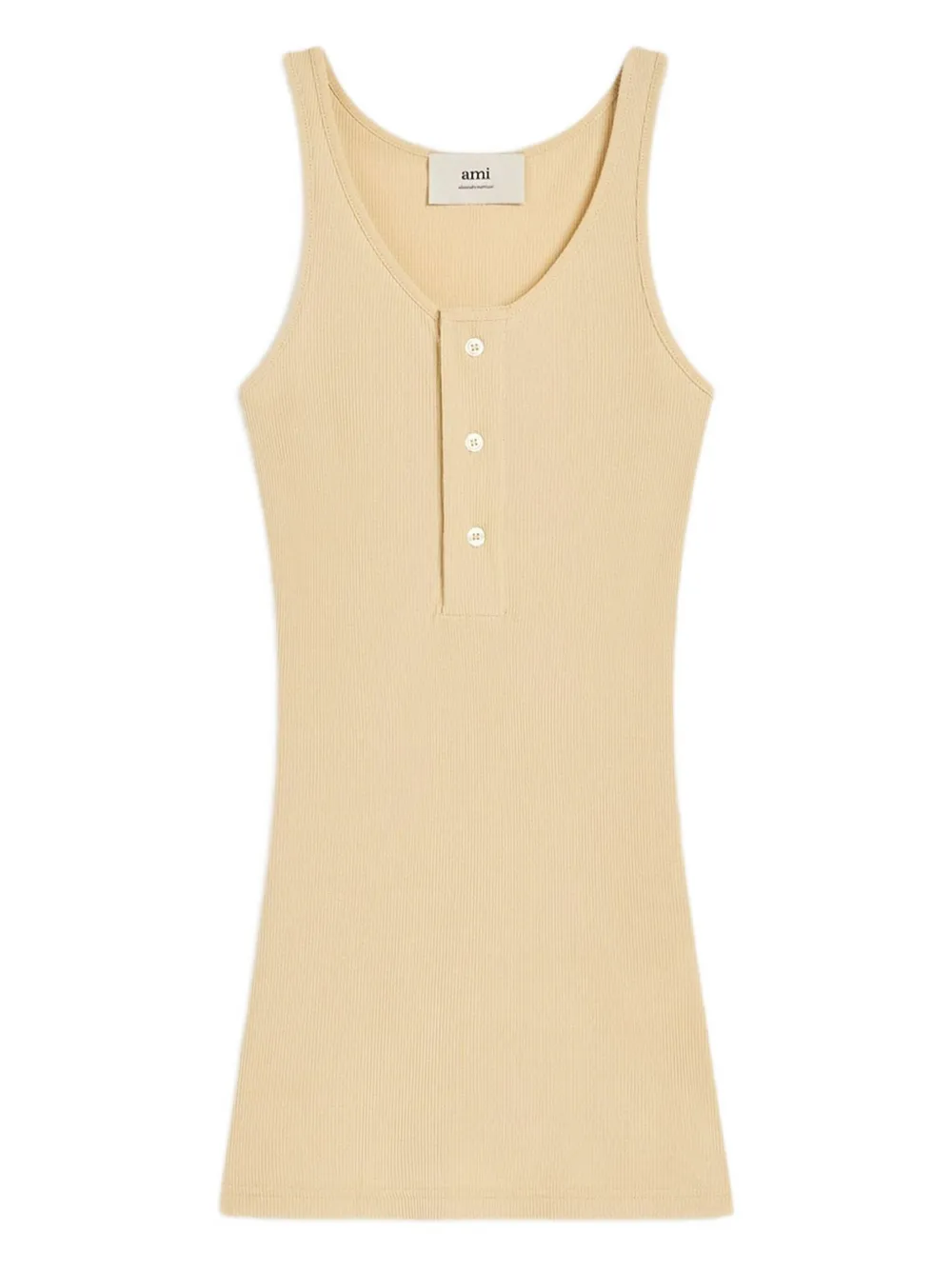 AMI Paris Geribbelde tanktop Beige