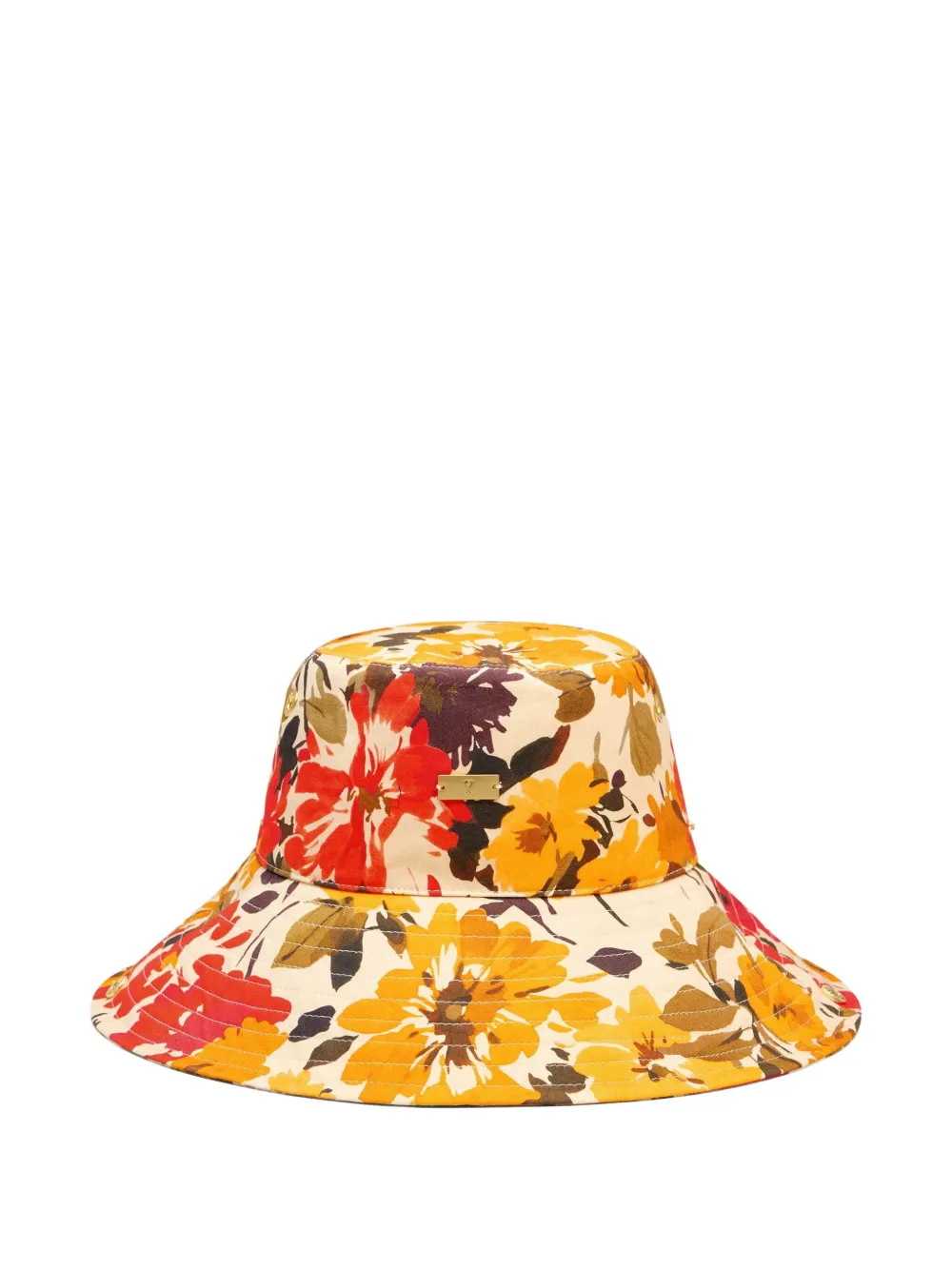 AMI Paris Vissershoed met bloe print Geel