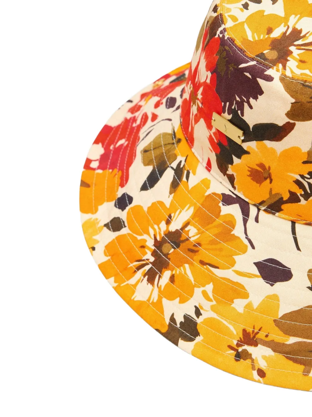 AMI Paris Vissershoed met bloemenprint Geel
