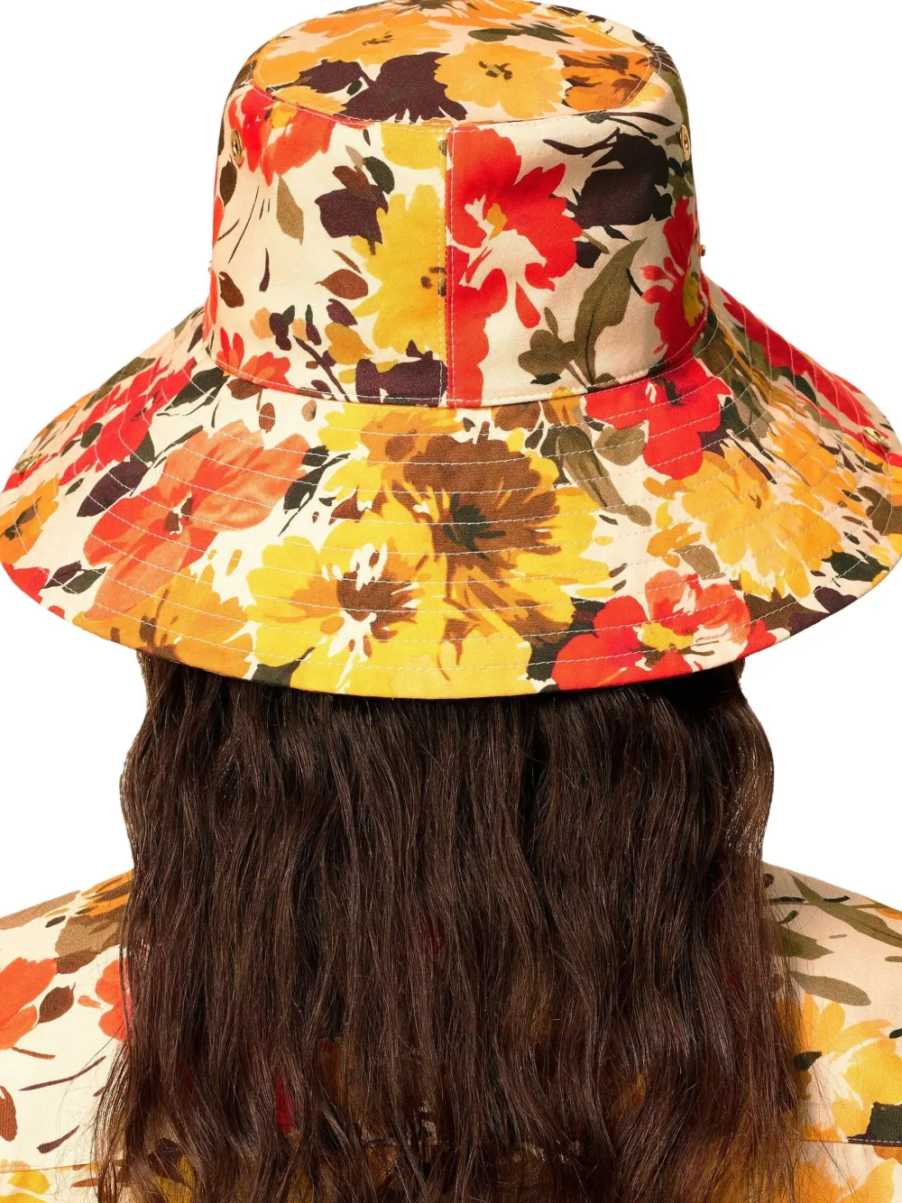 AMI Paris Vissershoed met bloemenprint Geel