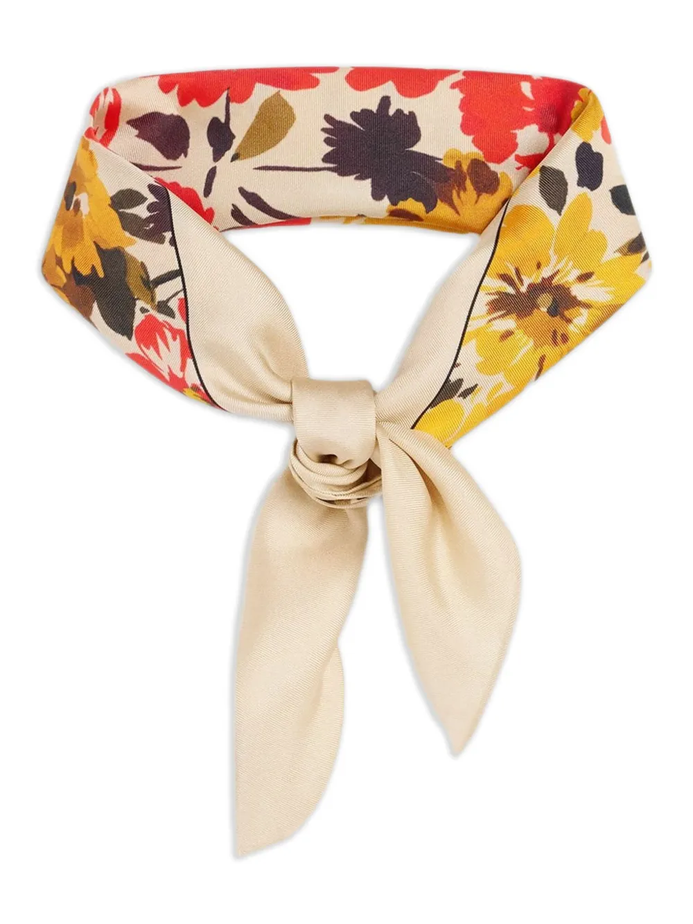 AMI Paris Zijden sjaal met bloemenprint Beige