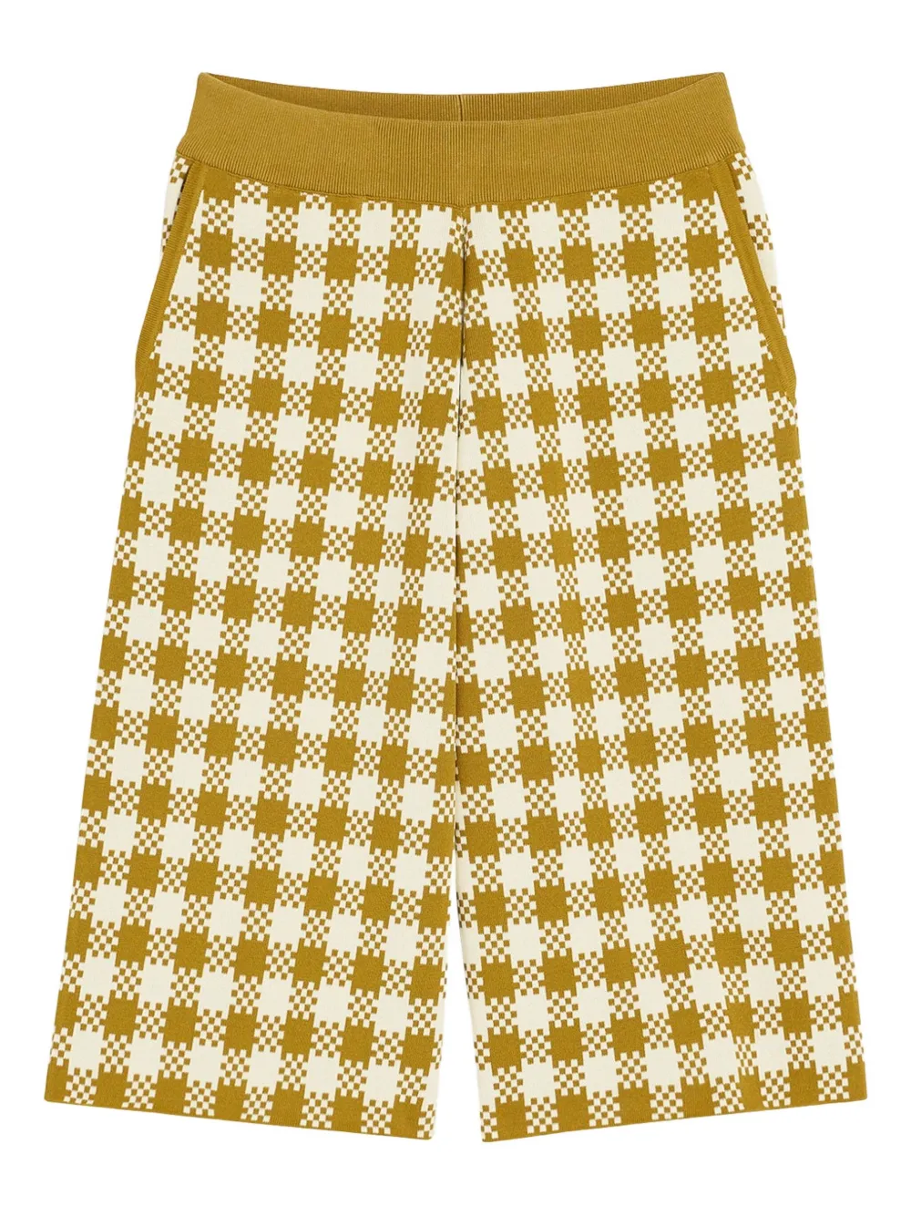 AMI Paris Geruite gebreide shorts Beige