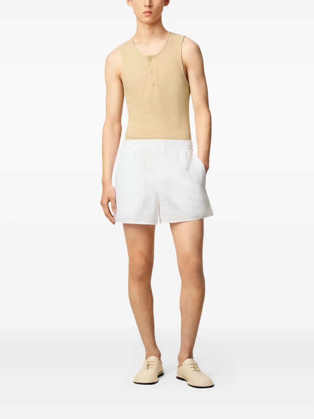 AMI Paris Geribbelde tanktop Beige