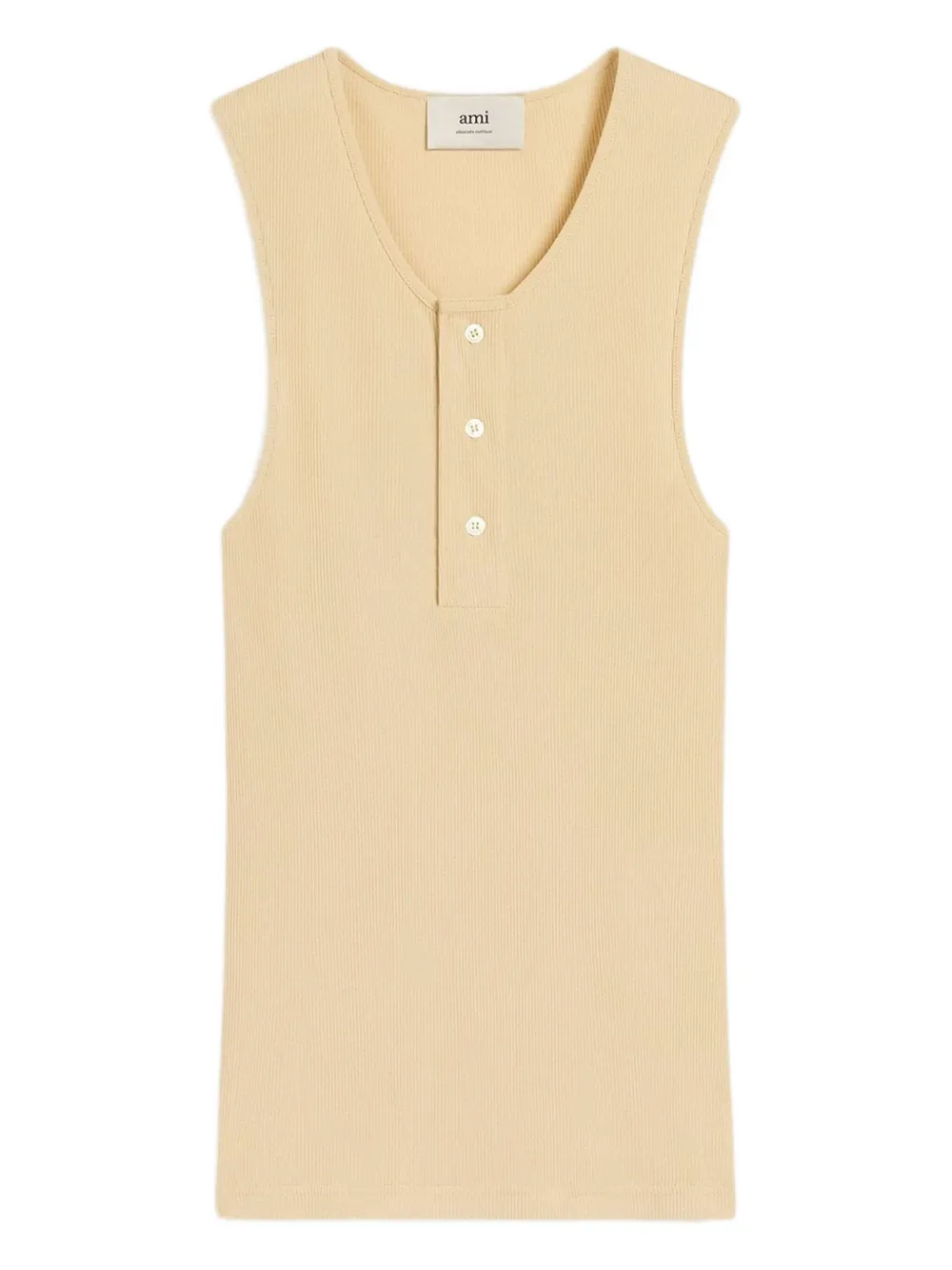AMI Paris Geribbelde tanktop Beige