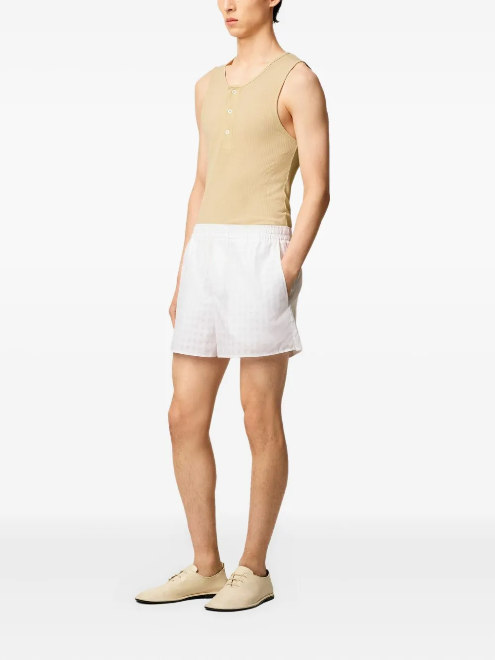 AMI Paris Geribbelde tanktop Beige