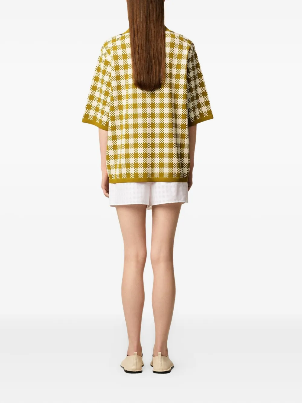 AMI Paris Geruit poloshirt met korte mouwen Beige