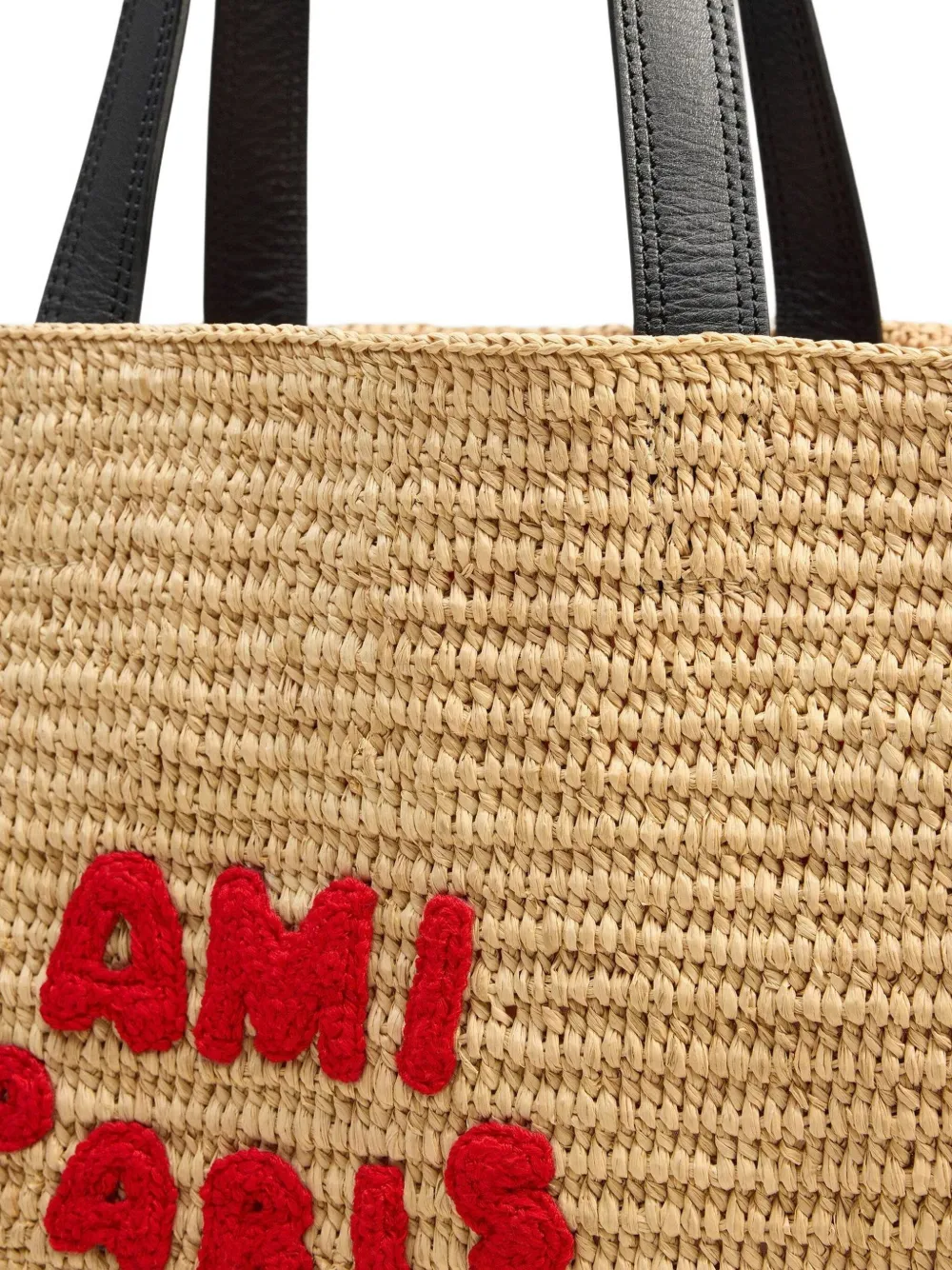 AMI Paris logo-embroidered Raffia Tote Bag | Neutrals | FARFETCH