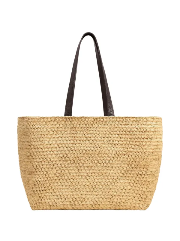 AMI PARIS★logo-patch raffia tote bag AMI Paris logo-embroidered Raffia Tote Bag | Neutrals | FARFETCH