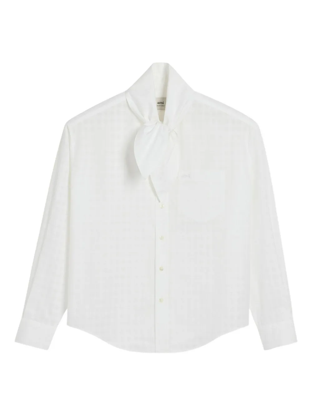 AMI Paris Camisa de algodão com lenço na gola | Branco | Image 1