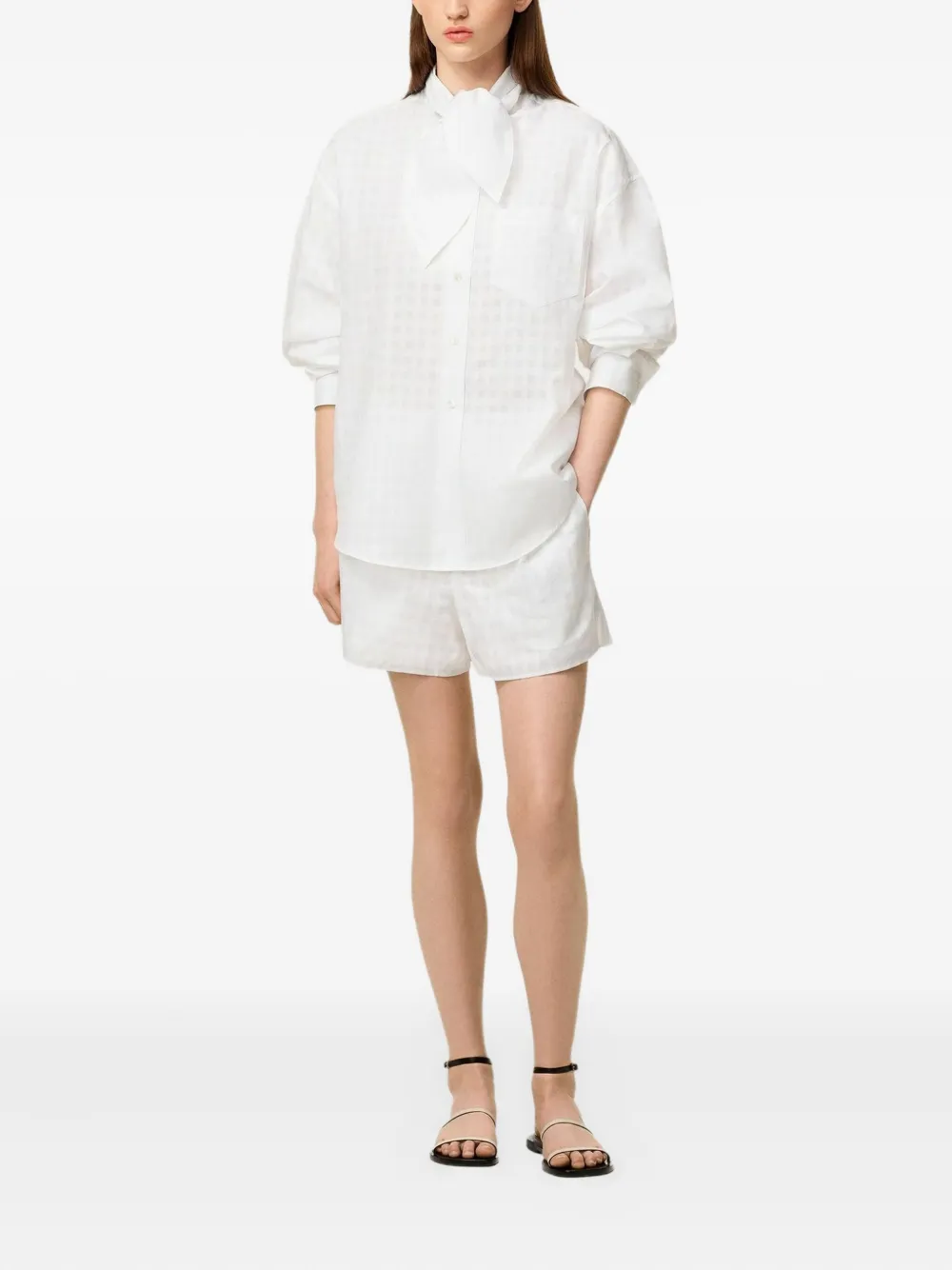 AMI Paris Katoenen shirt met sjaalkraag Wit