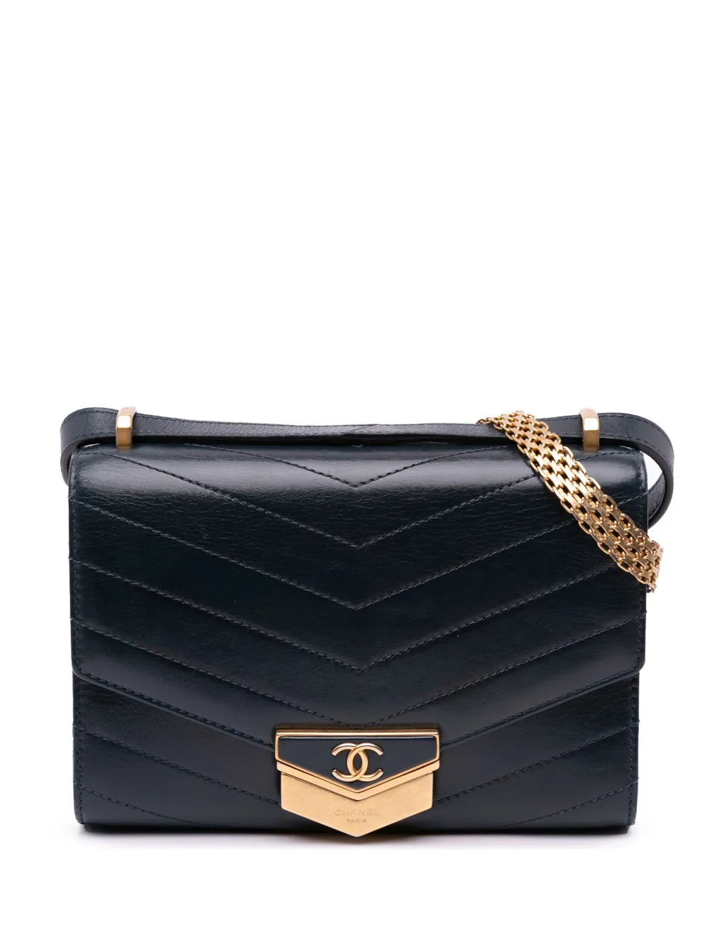 CHANEL Pre-Owned 2018-2019 スモール ココマーク シェブロン カーフスキン メダル フラップ ショルダーバッグ - CHANEL Pre-Owned 2018-2019 スモール ココマーク シェブロン カーフスキン メダル フラップ ショルダーバッグ -