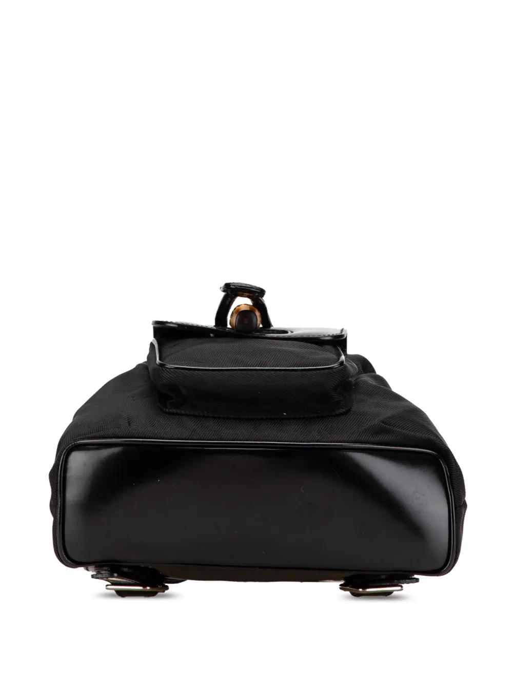 Pre-owned Gucci 20th Century Mini Bamboo Nylon Backpack In 黑色
