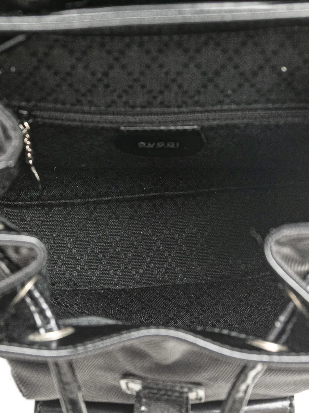 Pre-owned Gucci 20th Century Mini Bamboo Nylon Backpack In 黑色