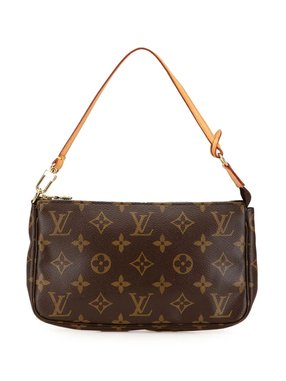 Pre-owned Louis Vuitton 2005 Monogram Pochette Accessoires Shoulder Bag In Brown