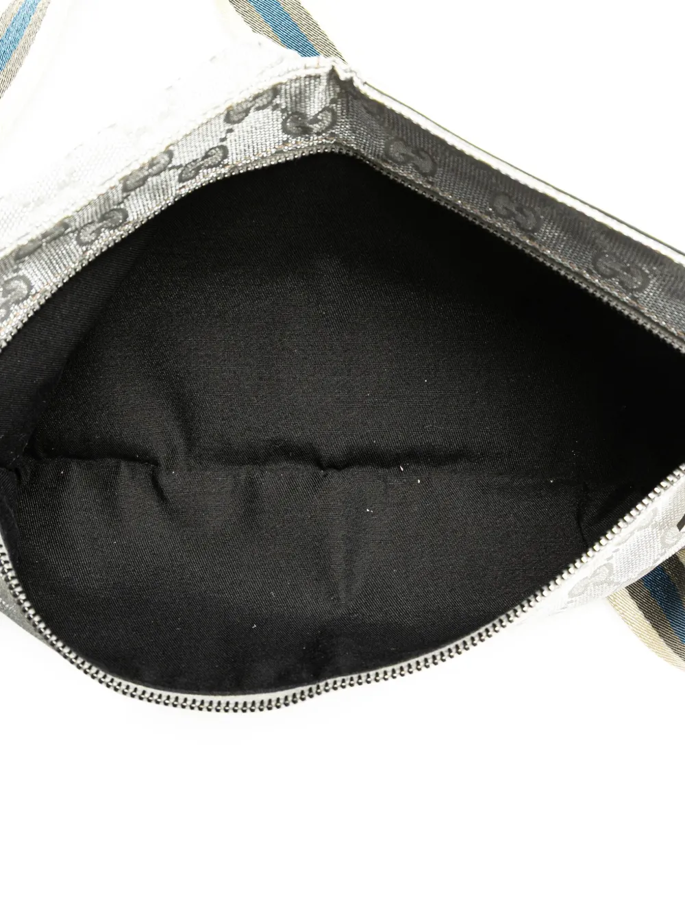 Pre-owned Gucci 2000-2015 Gg Canvas Web Double Pocket Belt Bag In Grey
