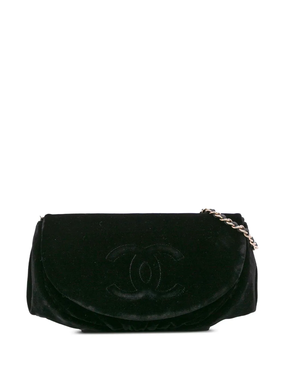 CHANEL Pre-Owned 2013-2014 ココマーク ベルベット ハーフムーン ウォレットオンチェーン ショルダーバッグ - CHANEL Pre-Owned 2013-2014 ココマーク ベルベット ハーフムーン ウォレットオンチェーン ショルダーバッグ -