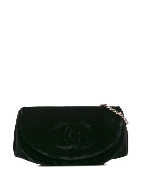 CHANEL Pre-Owned 2013-2014 CC Velvet Half Moon Wallet on Chain crossbody bag