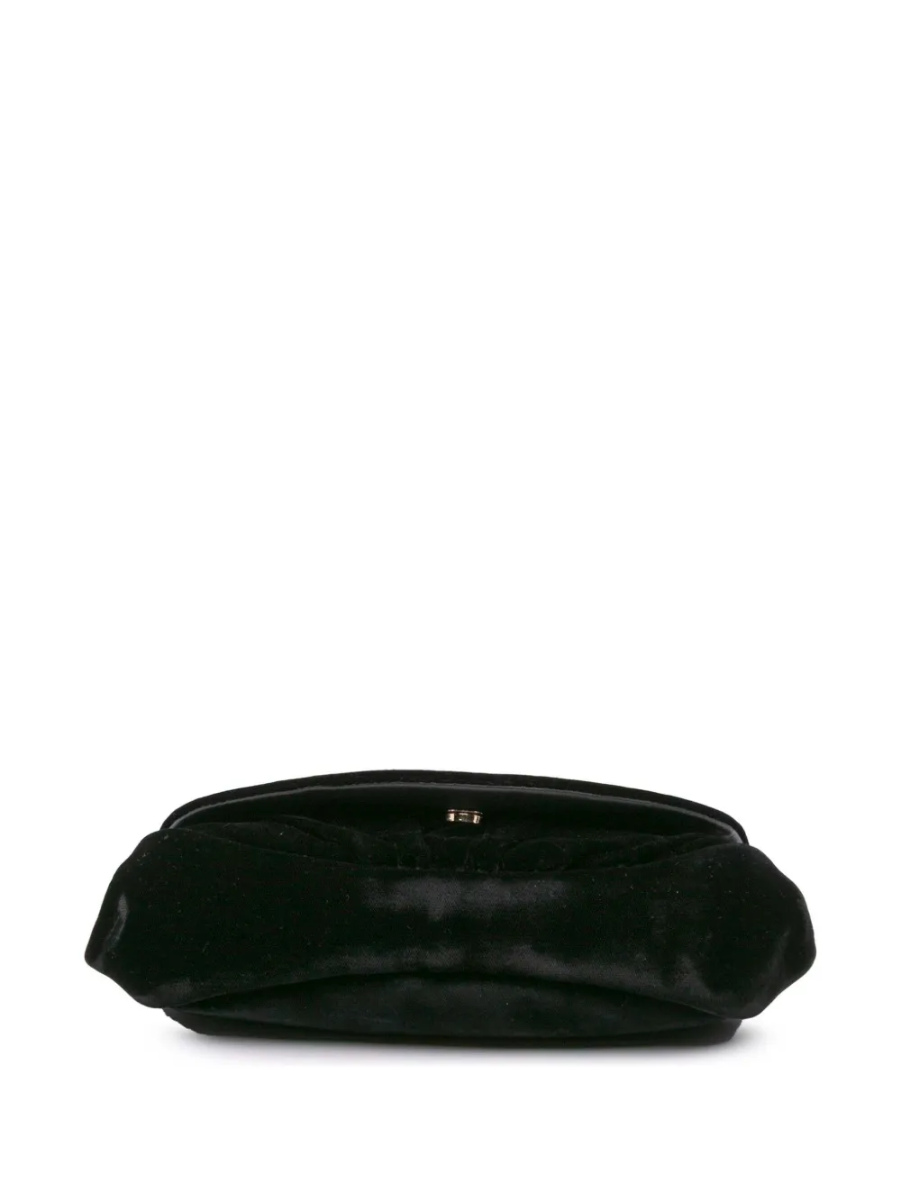 Pre-owned Chanel 2013-2014 Cc Velvet Half Moon Wallet On Chain Crossbody Bag In Black