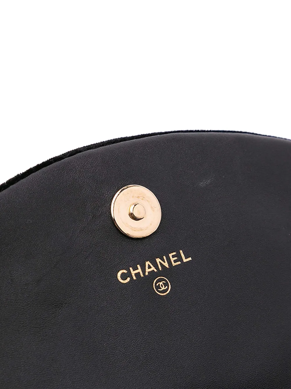 Pre-owned Chanel 2013-2014 Cc Velvet Half Moon Wallet On Chain Crossbody Bag In Black