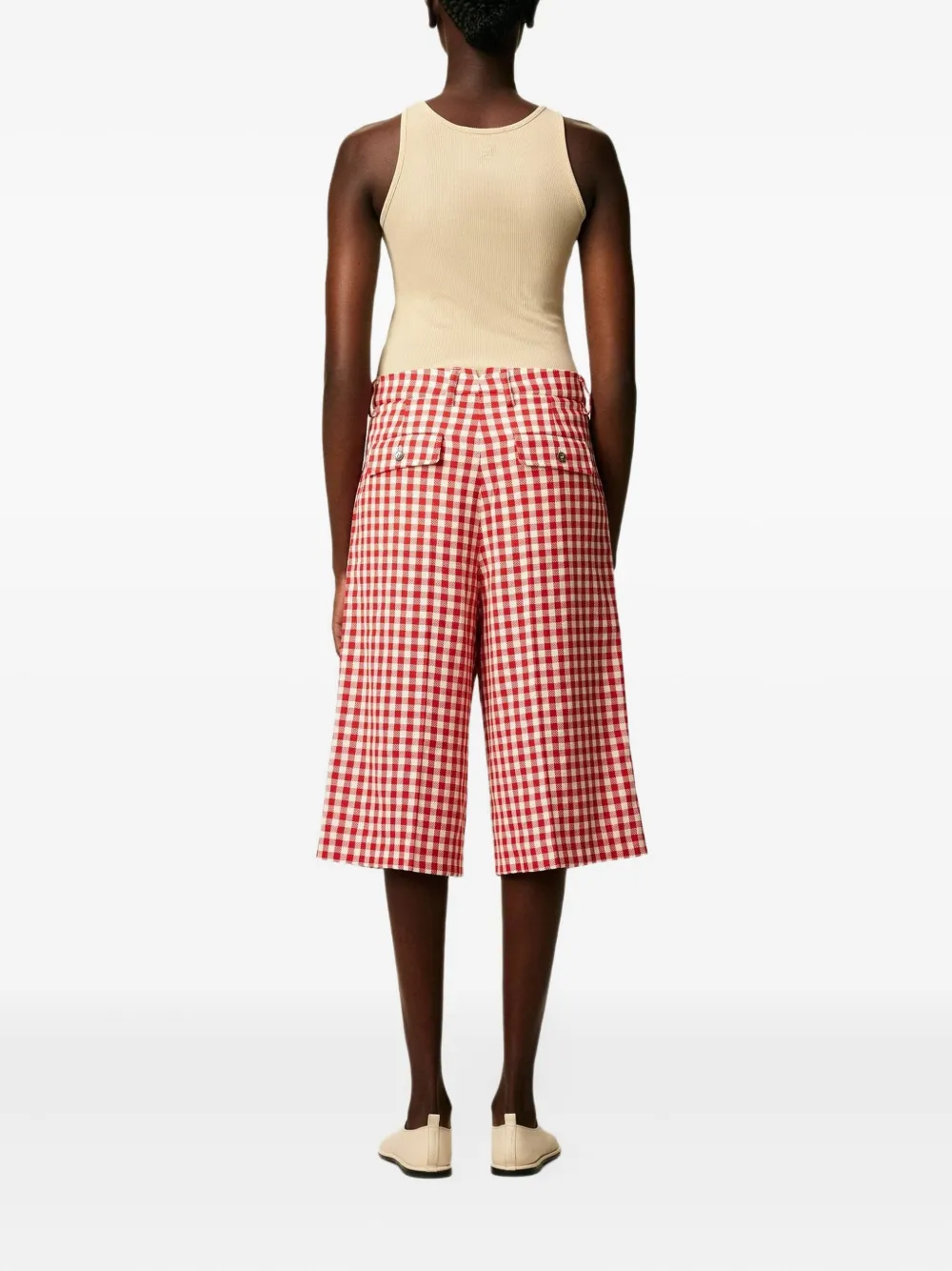 AMI Paris Bermuda shorts met gingham-ruit Rood