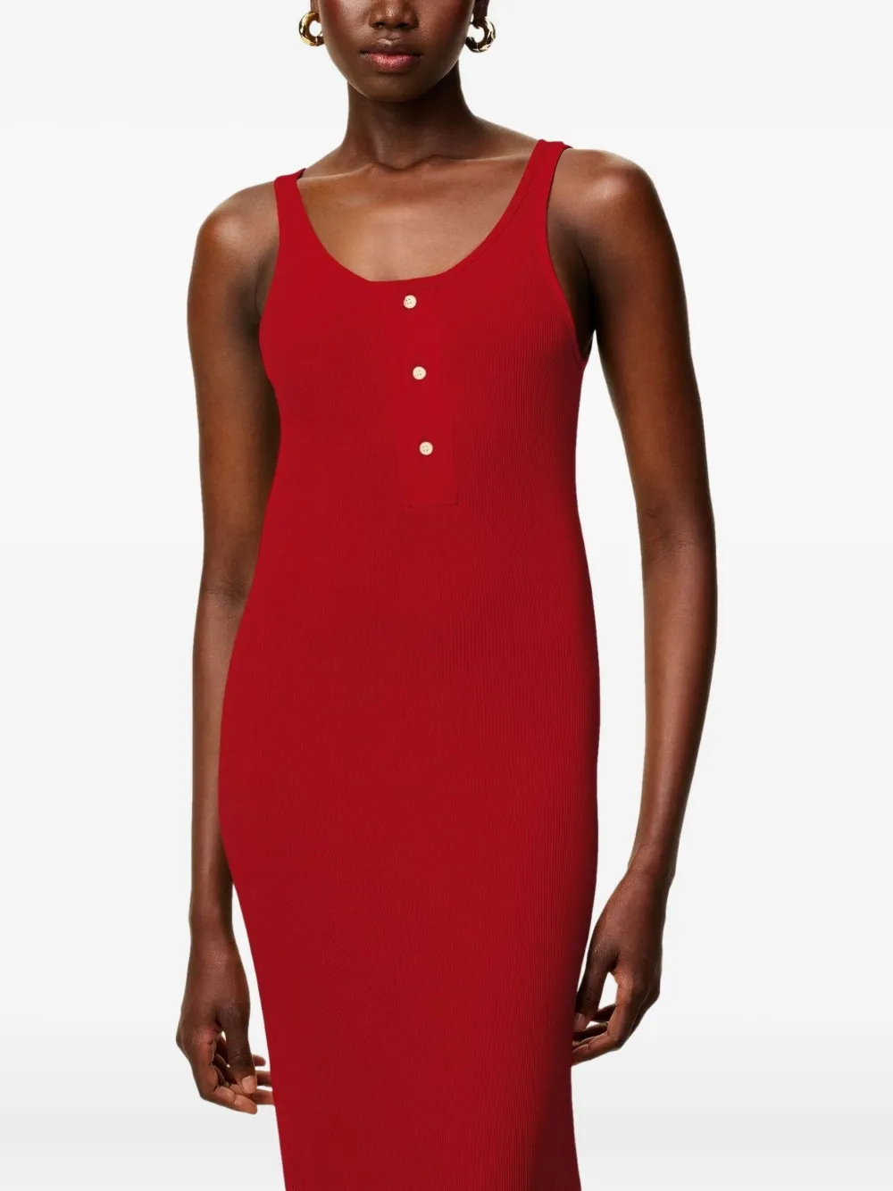 AMI Paris Geribbelde maxi-jurk Rood