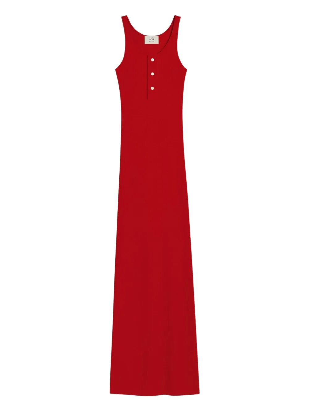 AMI Paris Geribbelde maxi-jurk Rood
