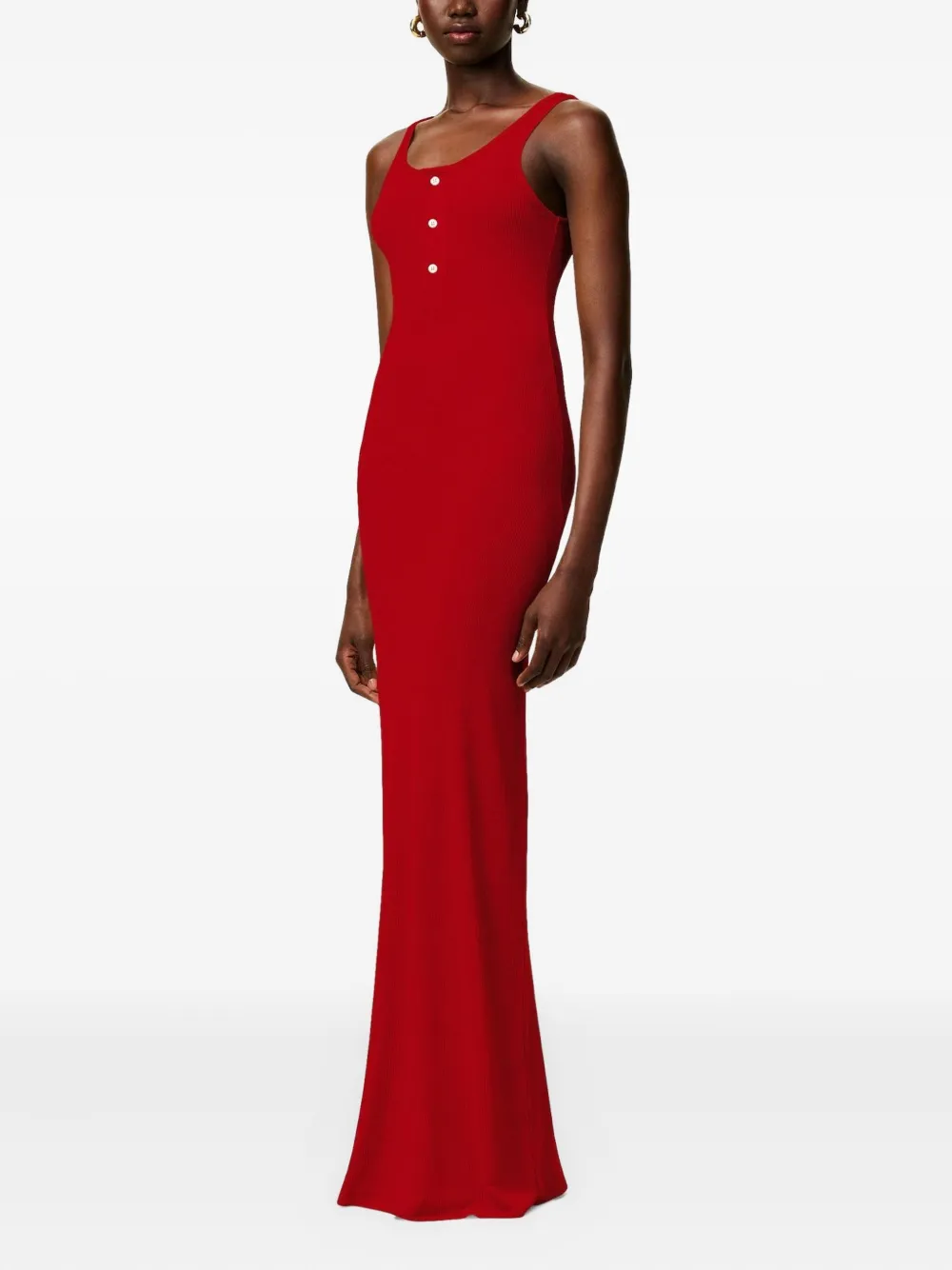 AMI Paris Geribbelde maxi-jurk Rood