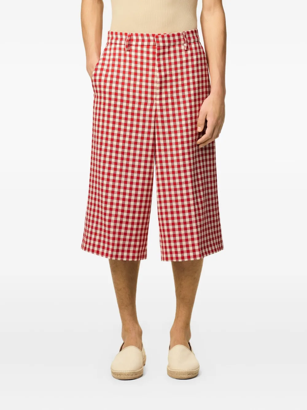 AMI Paris Geruite bermuda shorts Rood