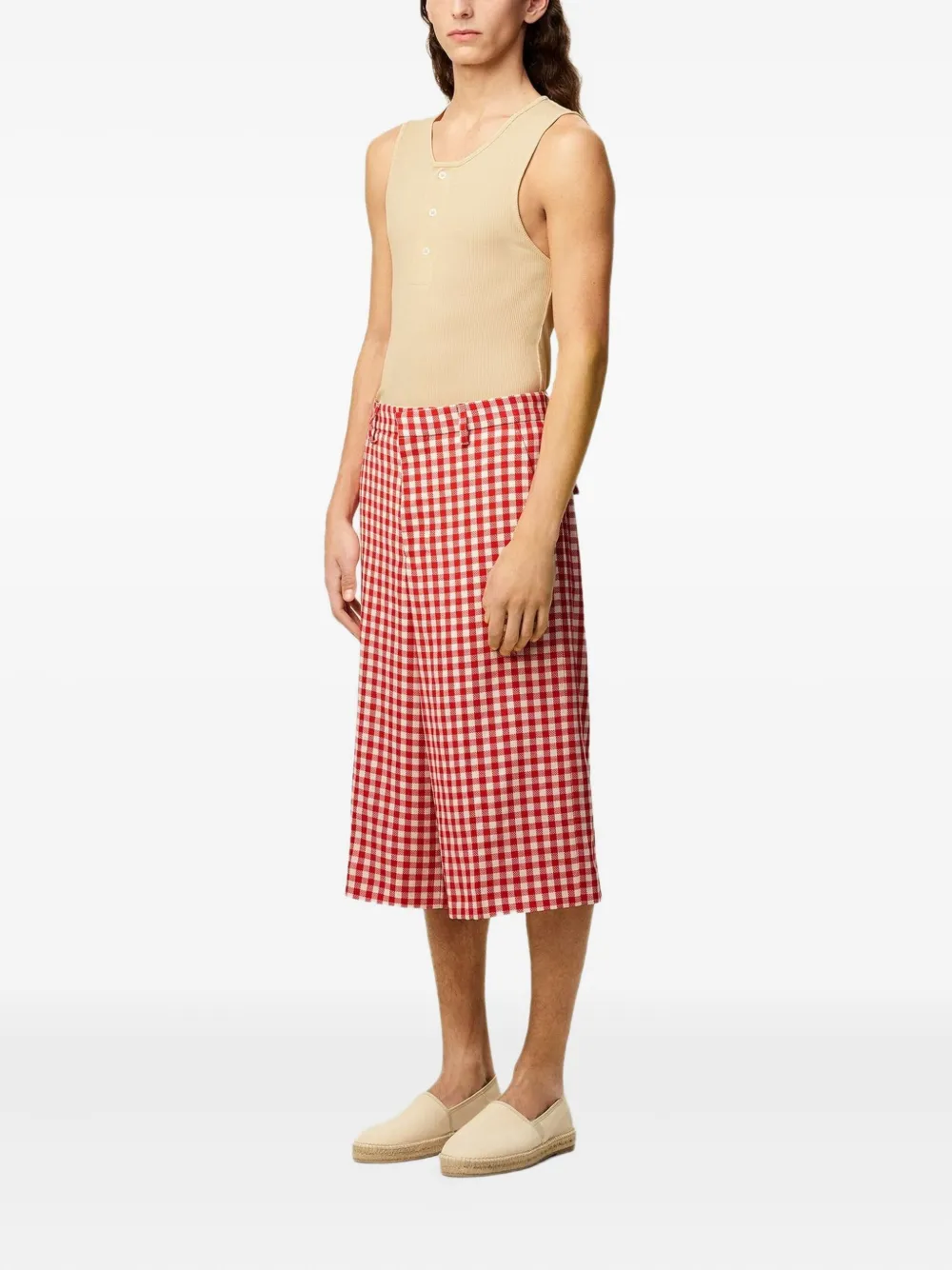 AMI Paris Geruite bermuda shorts Rood