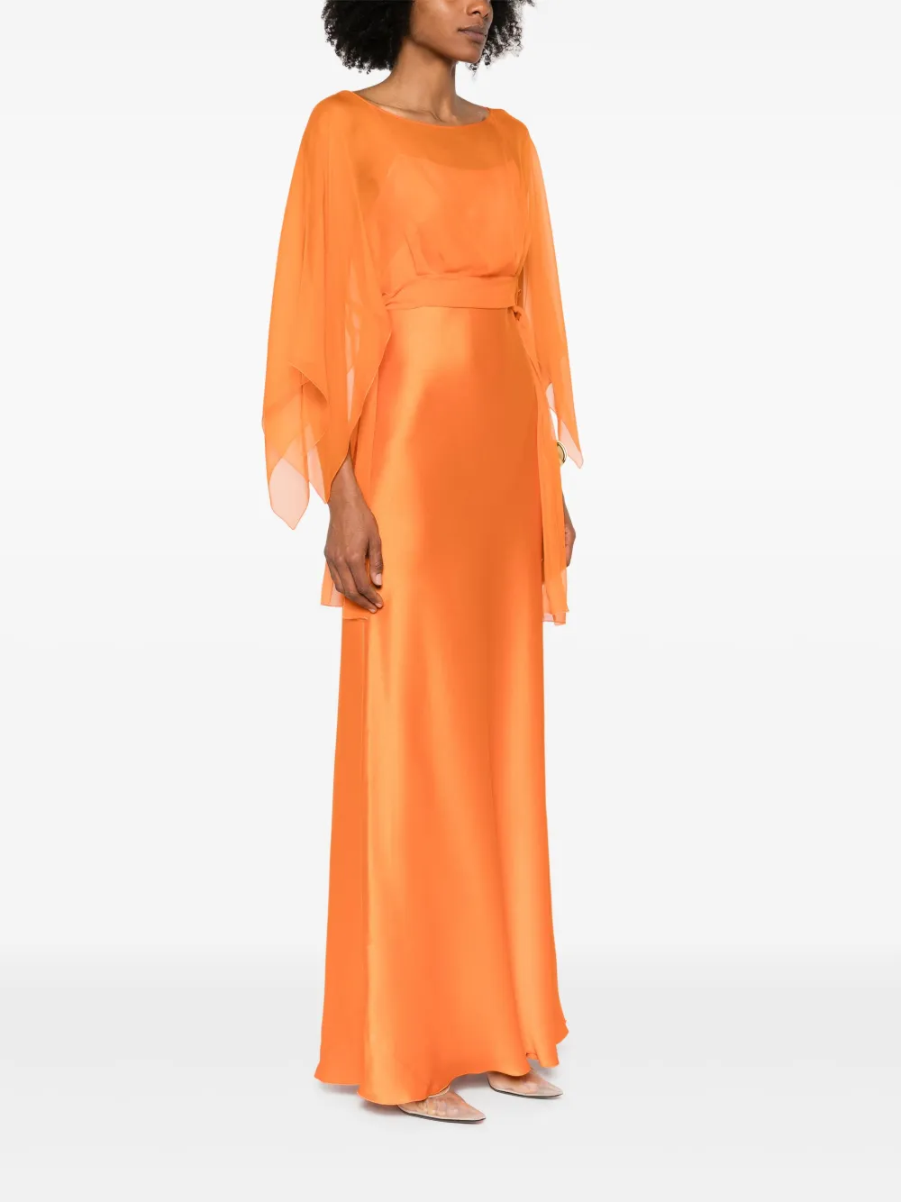 Alberta Ferretti Maxi-jurk met cape detail Oranje