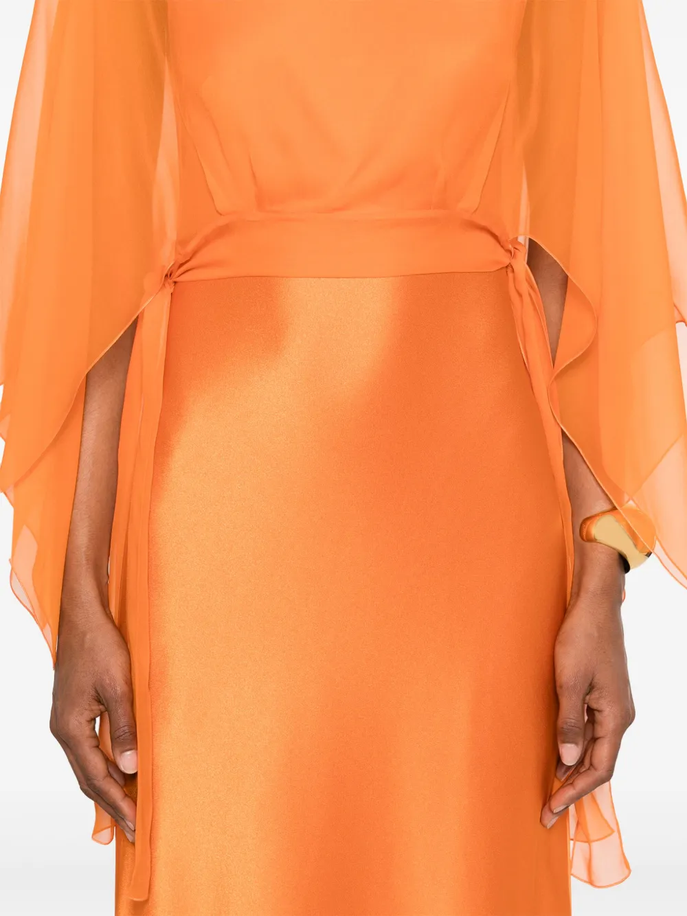 Alberta Ferretti Maxi-jurk met cape detail Oranje