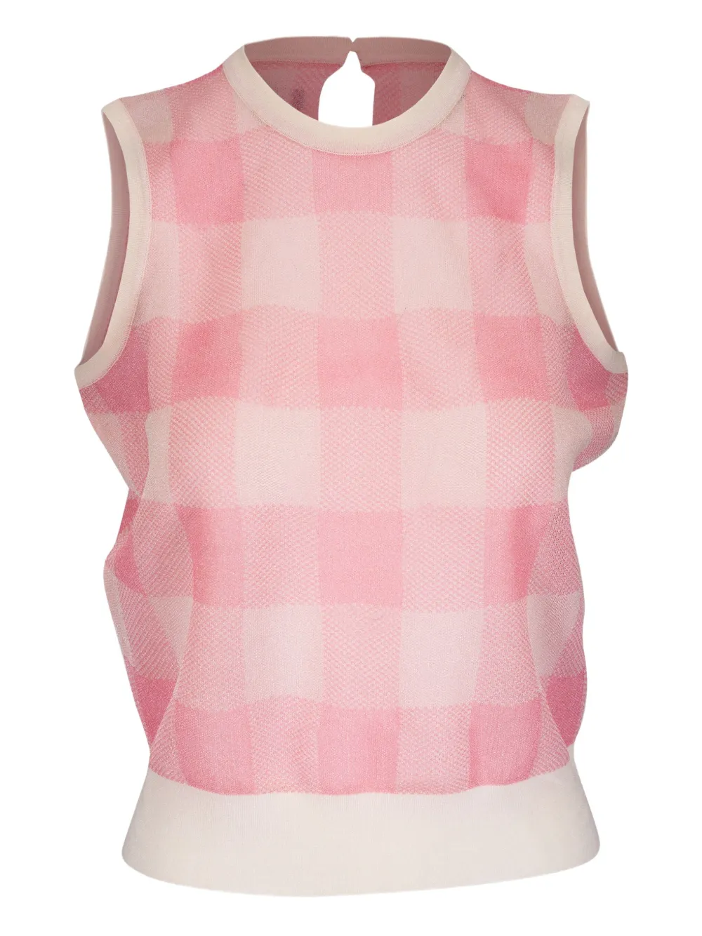checked sleeveless top