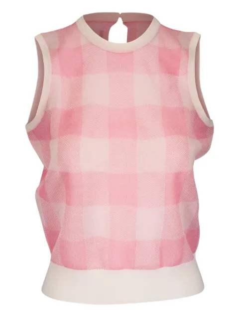 Lela Rose checked sleeveless top