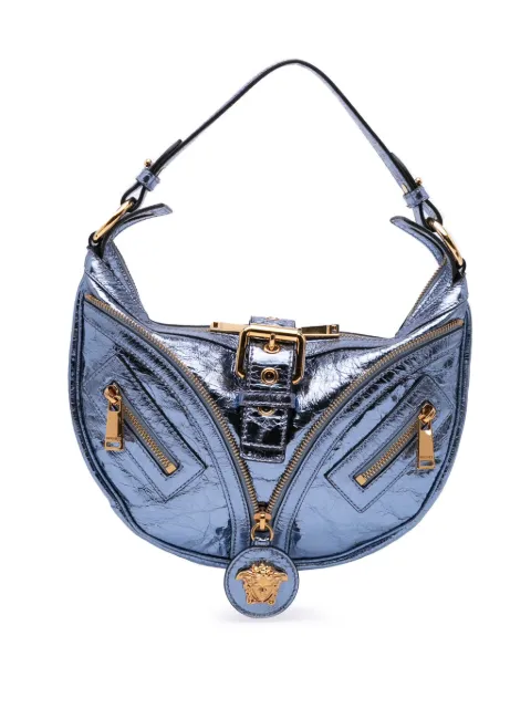 Versace Pre-Owned 2010-2024 Dua Lipa Small Metallic Lambskin Repeat Hobo satchel