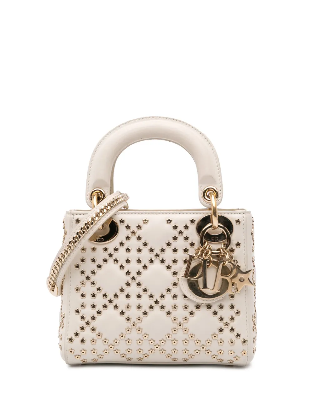 Christian Dior Pre-Owned 2022 ミニ ラムスキン カナージュ ラッキースター スタッズ レディ Christian Dior Pre-Owned 2022 ミニ ラムスキン カナージュ ラッキースター スタッズ レディ