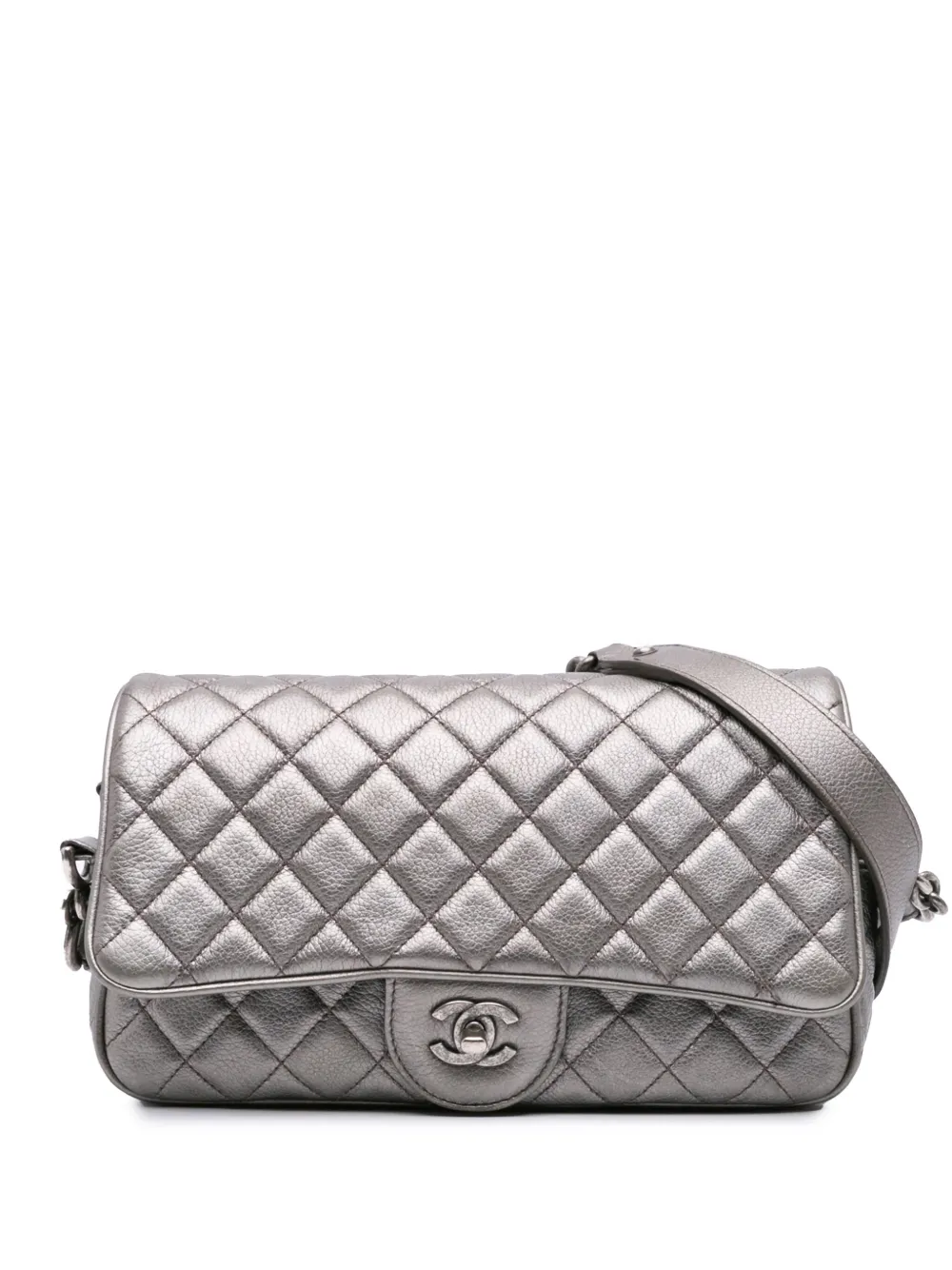 CHANEL Pre-Owned شنطة كتف 'كاجوال روك فلاب' ميتاليك مبطنة كافيار متوسطة 2017-2016 | رمادي | Image 1