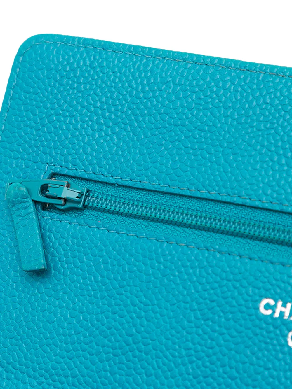 Pre-owned Chanel 2012-2013 Caviar Bicolor Cc Wallet On Chain Crossbody Bag In Blue