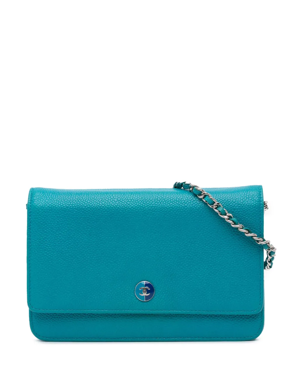 CHANEL Pre-Owned 2012-2013 Caviar Bicolor CC Wallet On Chain crossbody bag | Blue | Image 1