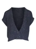 Kinross Cashmere V-neck cropped top - Blue