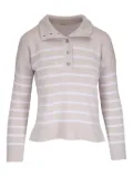 Kinross Cashmere striped polo top - Neutrals