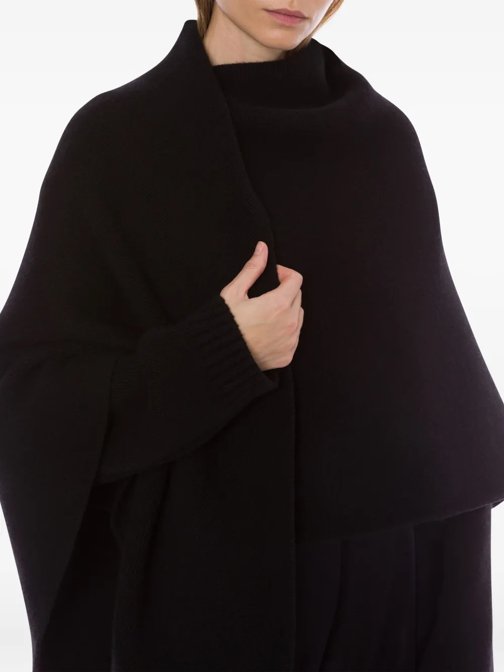 Alberta Ferretti Poncho van wolblend Zwart