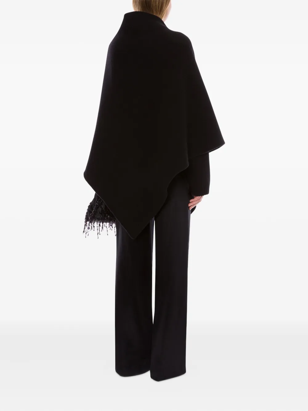 Alberta Ferretti Poncho van wolblend Zwart