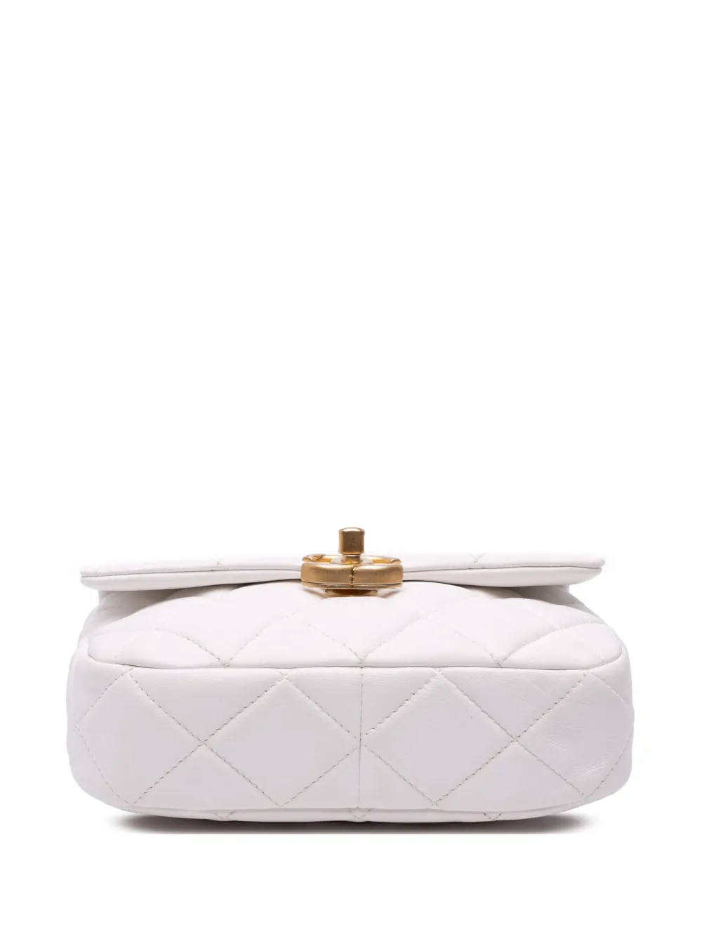 Pre-owned Chanel 2021-2024 Mini Quilted Lambskin Candy Chain Flap Crossbody Bag In White