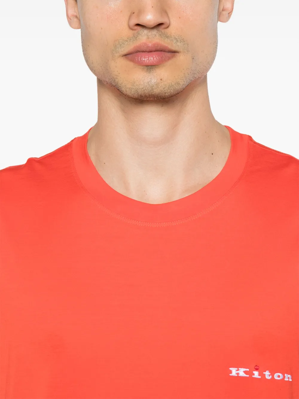 Kiton T-shirt met geborduurd logo Oranje